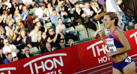 Ingvill Måkestad Bovim løper på Bislett Stadion 