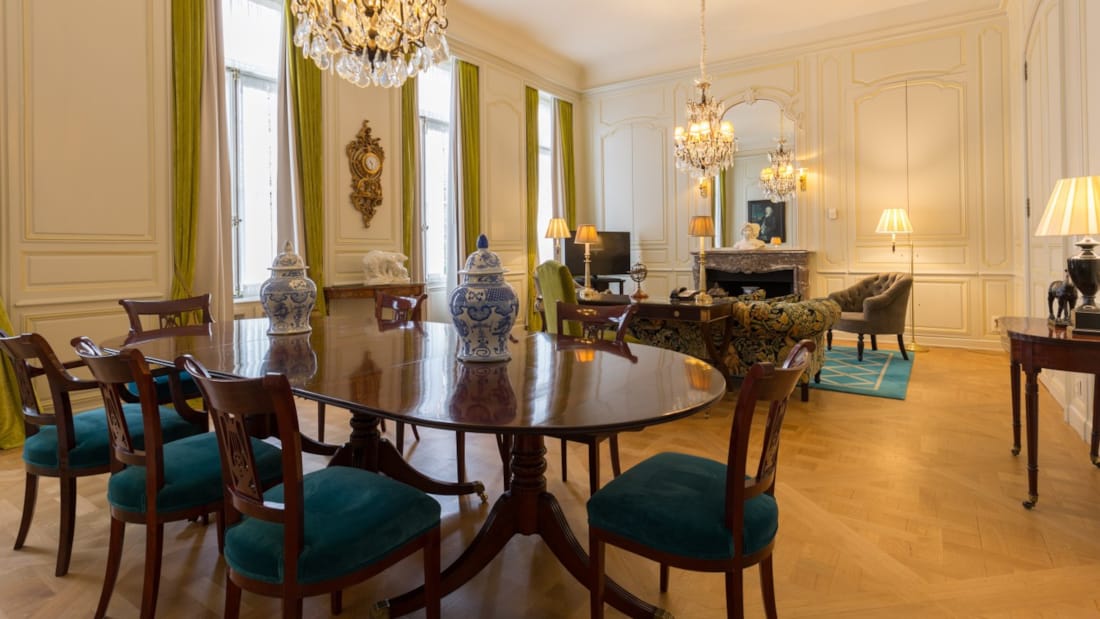 Spisebord i royal suite på Stanhope Hotel i Brussel