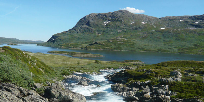 Et elvestryk i Hallingdal om sommeren