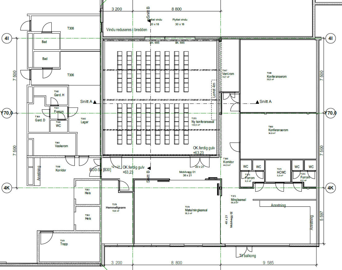 Plantegning over konferanseavdelingen på Thon Hotel Alta
