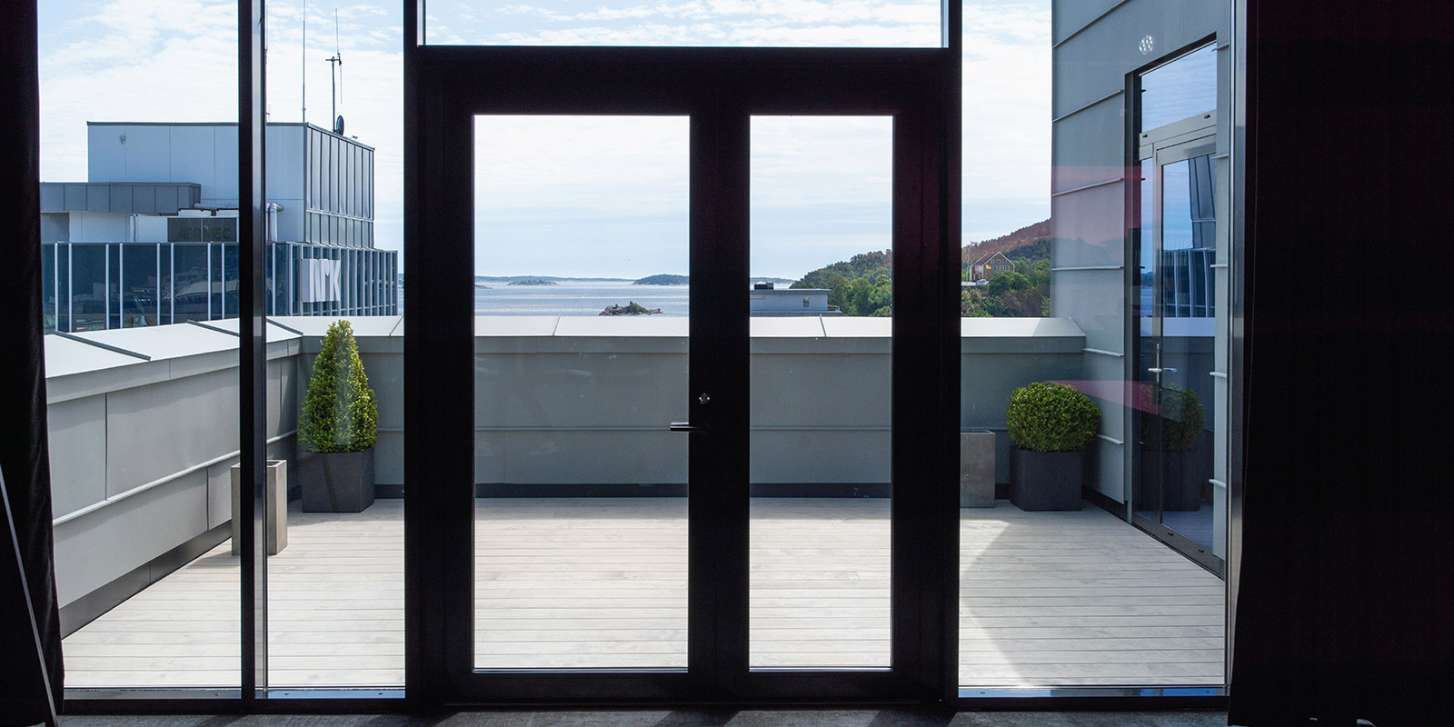 Utgang til terasse i konferanseavdelingen på Hotel Norge i Kristiansand