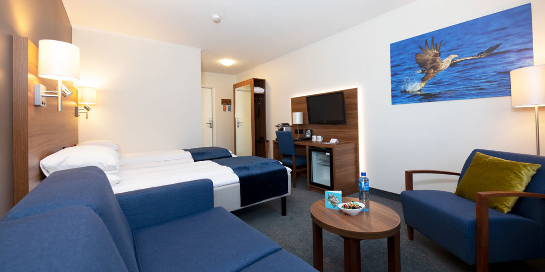 Seng i Superior Room på Thon Hotel Narvik