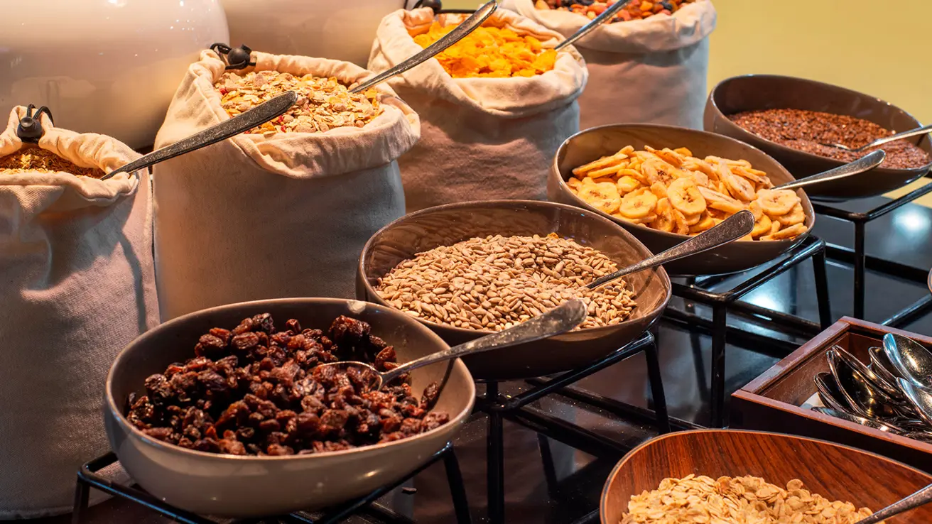 rikelig utvalg korn og frokostblanding