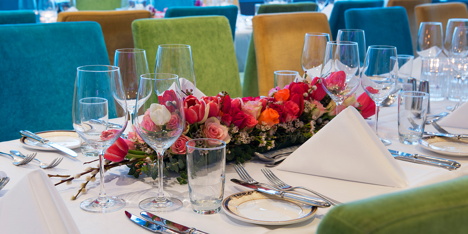 Scala restaurant selskapsdekket bord