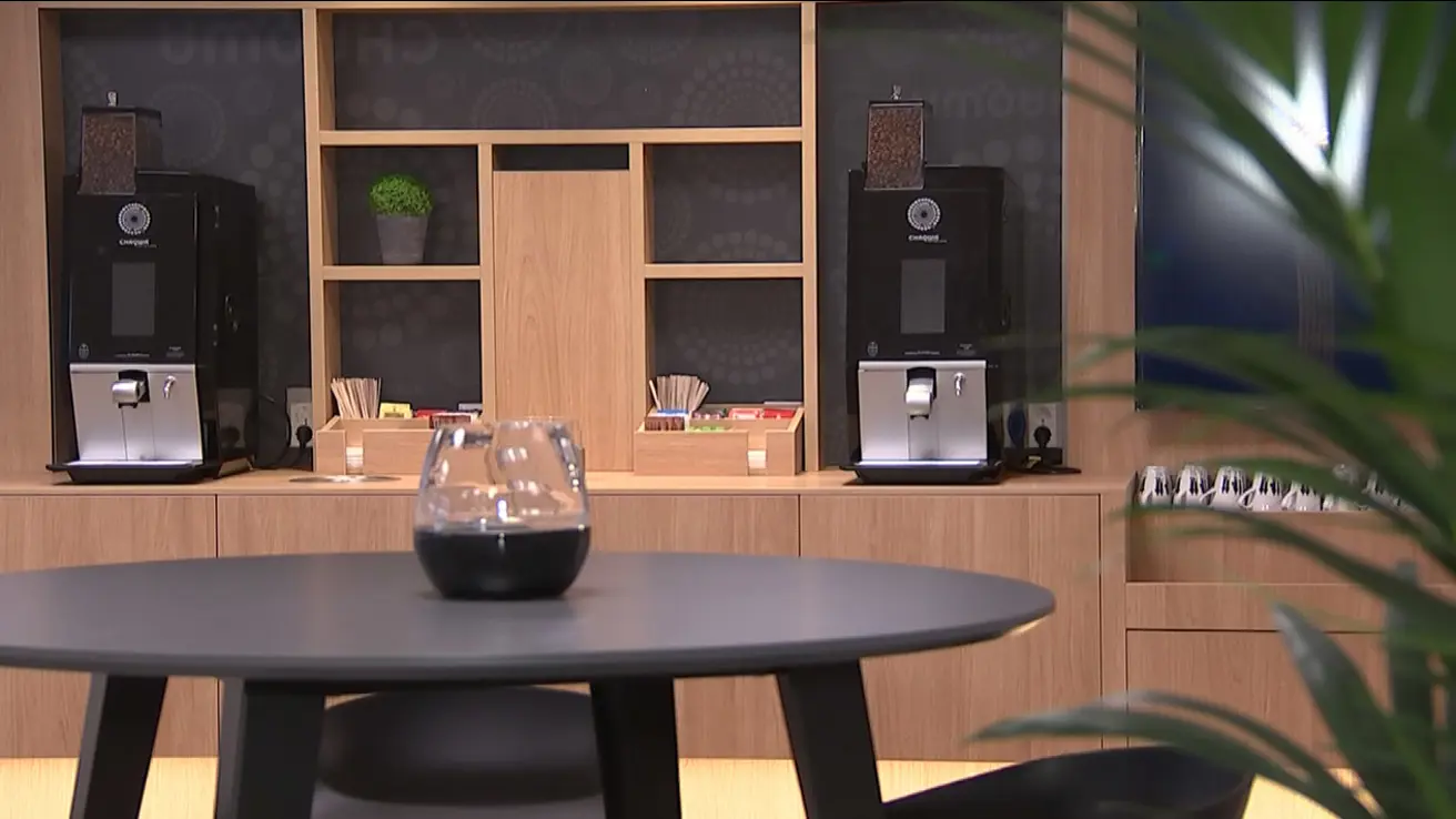 Pauseområde med kaffeservering