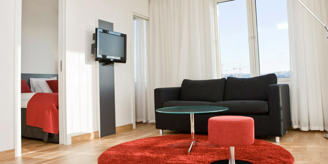 Stue i business leilighet på Oslo Panorama Apartments