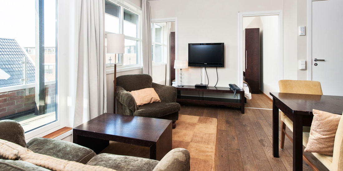 Stue i toroms leilighet på Thon Hotel Sandnes