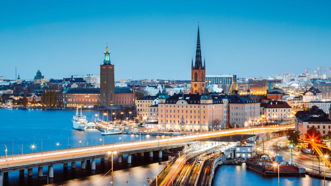 Kveldsbilde av Stockholm.