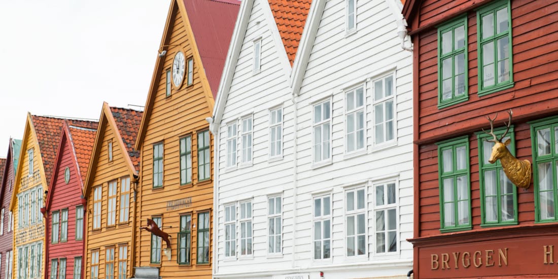 Utsnitt av husene på bryggen i Bergen 