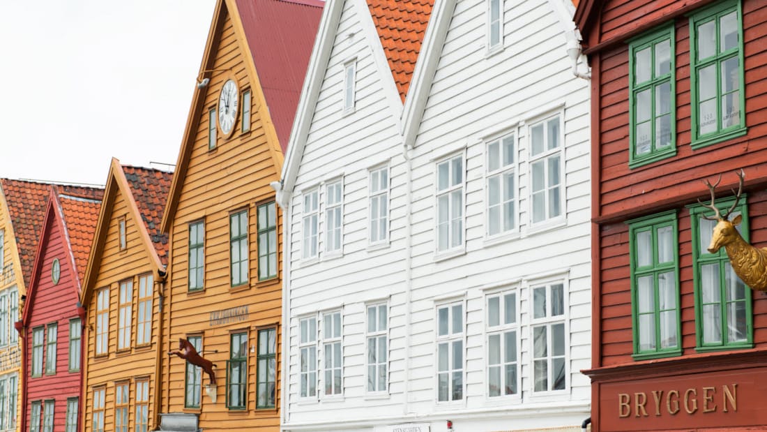 Utsnitt av husene på bryggen i Bergen 