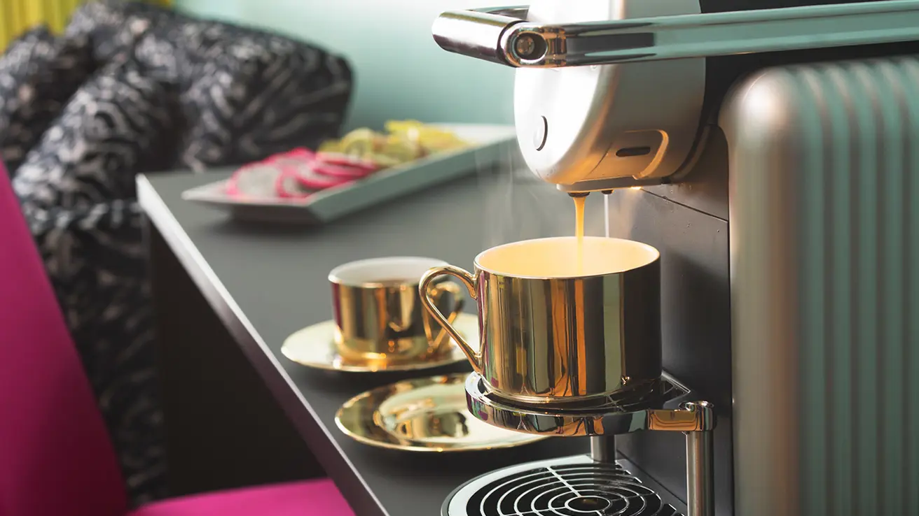 Kaffemaskin på hotellrom